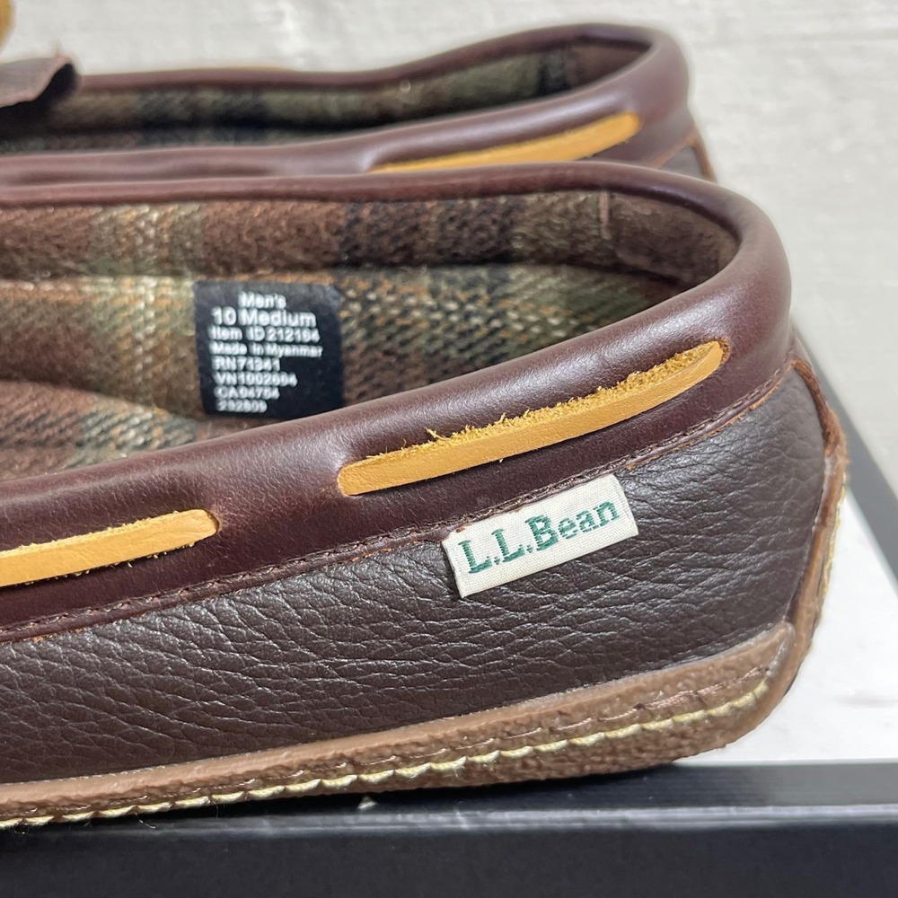 L.L Bean Wicked Good 212164 Brown Leather Moccasins Slip On Men's Size 10 M - Picture 6 of 10